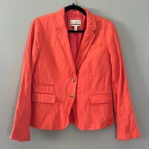 J. Crew Schoolboy Blazer Women’s Size 8 Coral Linen Blend Tailored Jacket Resort